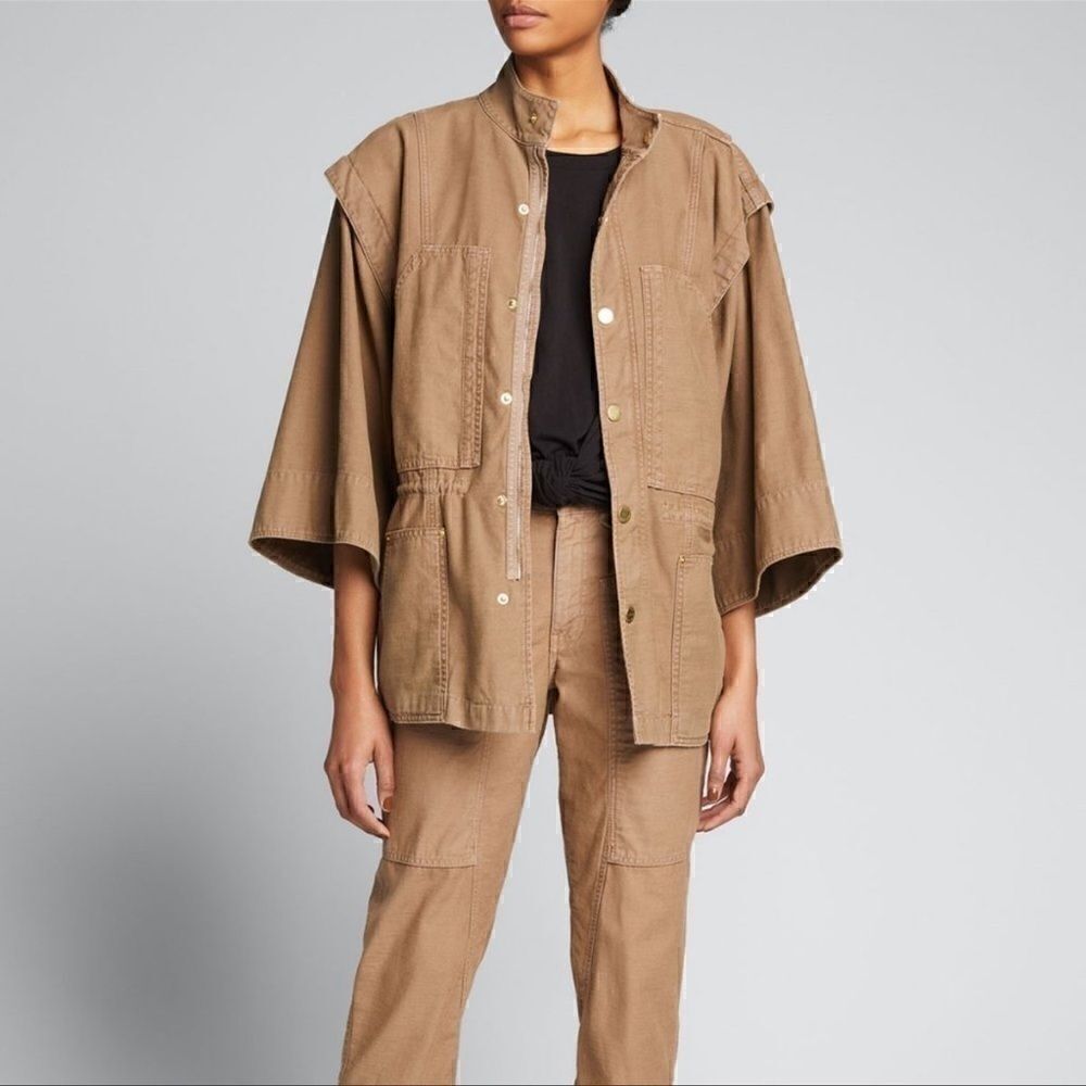 Frame Twisted Bell Sleeve Utility Jacket Washer Desert M